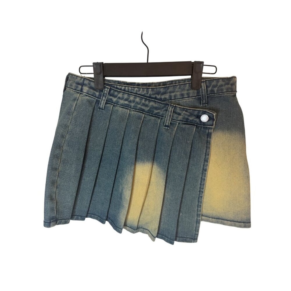 2/$30 NWT PrettyLittleThing 4 Denim Pleated Mini Skirt - Picture 1 of 16